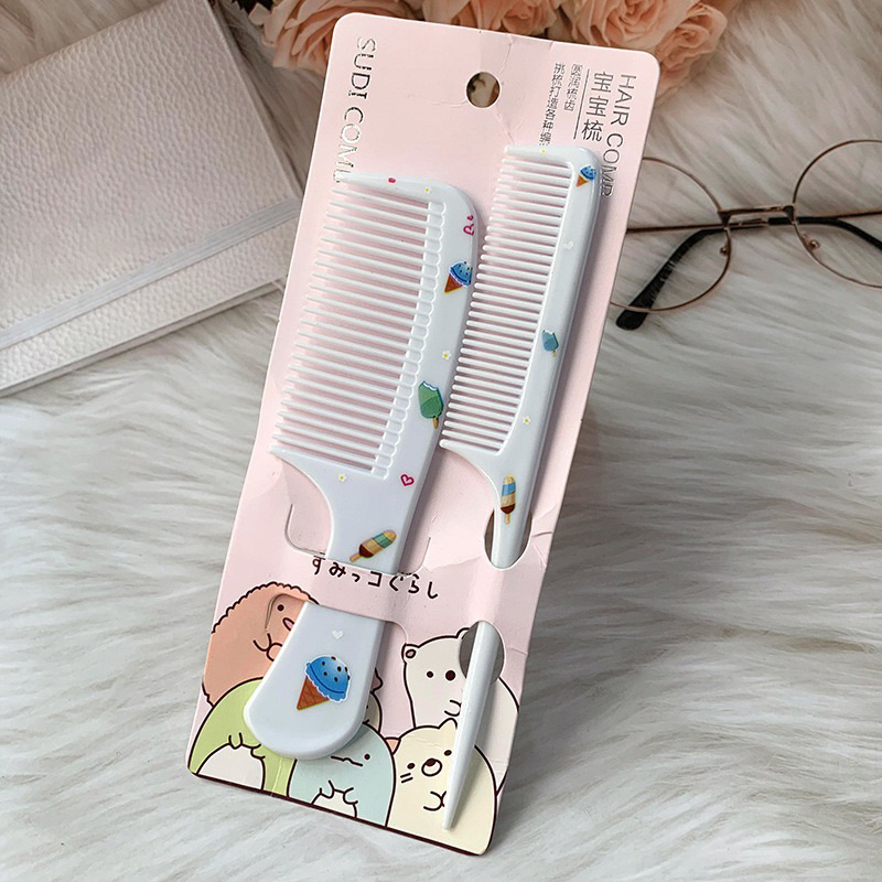 Bộ 2 Lược Chải Tóc , tạo kiểu tóc Chống Tĩnh Điện Hoạ Tiết Hoạt Hình Đáng Yêu