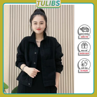 Áo khoác kaki nữ lửng croptop ngắn hàn quốc cao cấp tay dài phong cách trẻ trung Tulibs KK02
