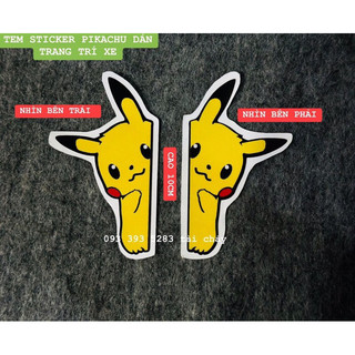 Tem sticker pikachu cao 10cm dán trang trí xe