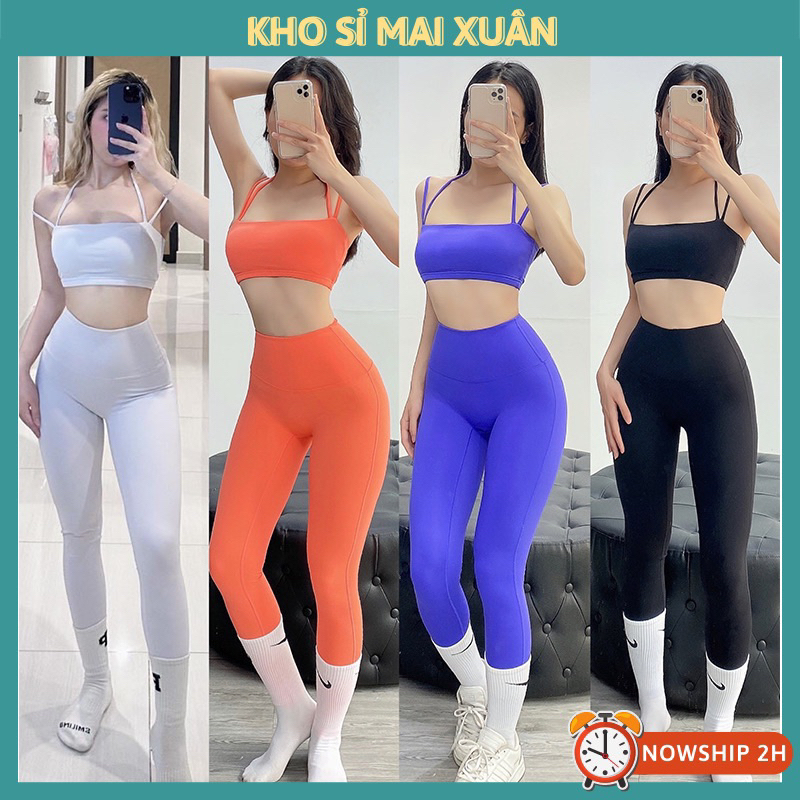 Sét Bộ Tập Gym-Yoga Quần Dài Hãng LuLu,Áo Bra Có đệm-Kho Sỉ Mai Xuân