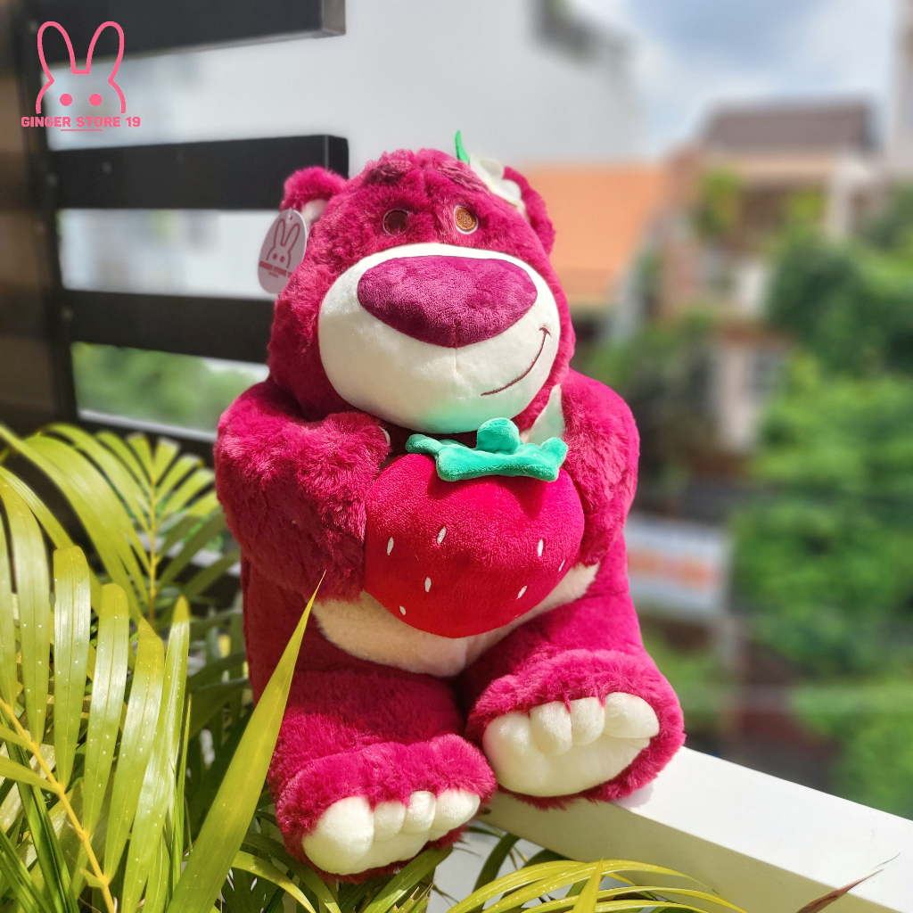 Gấu Bông Disney Lotso, Gấu dâu Lotso ôm dâu tây dâu size 45cm làm quà tặng sinh nhật, quà tặng bạn gái