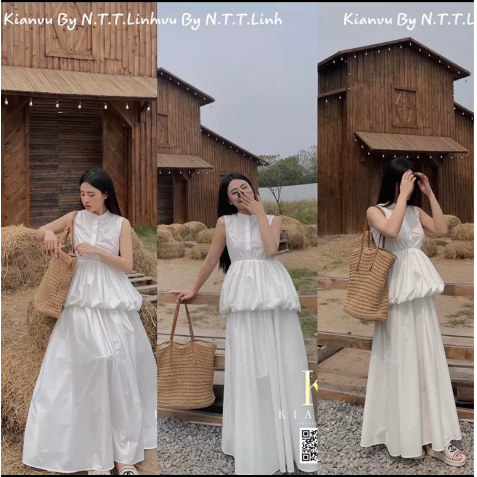 : Set đồ bộ nữ/ Dự Tiệc Áo Tầng Xèo Mix Chân Váy Midi Trắng [LOLLA_YE_FASHION]