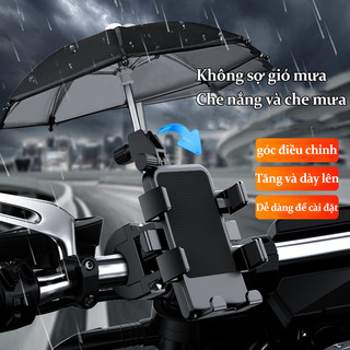 Giá đỡ điện thoại gắn xe máy h66 có ô dù che mưa che nắng, chống cướp cực chắc chắn