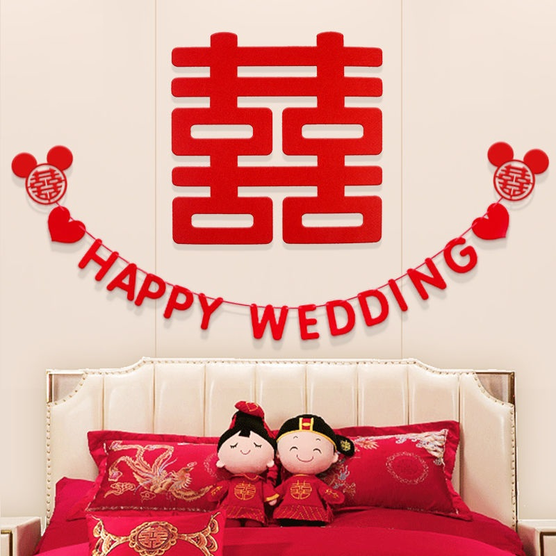 CHỮ TRANG TRÍ ĐÁM CƯỚI,  DÂY CHỮ HAPPY WEDDING, CROMANTIC WEDDING, SWEET LOVE, CHẤT LIỆU  VẢI NỈ ĐỎ