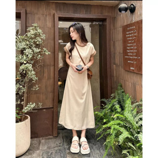Đầm suông dáng dài cộc tay phối viền cổ, viền tay. váy nữ suông đơn giản