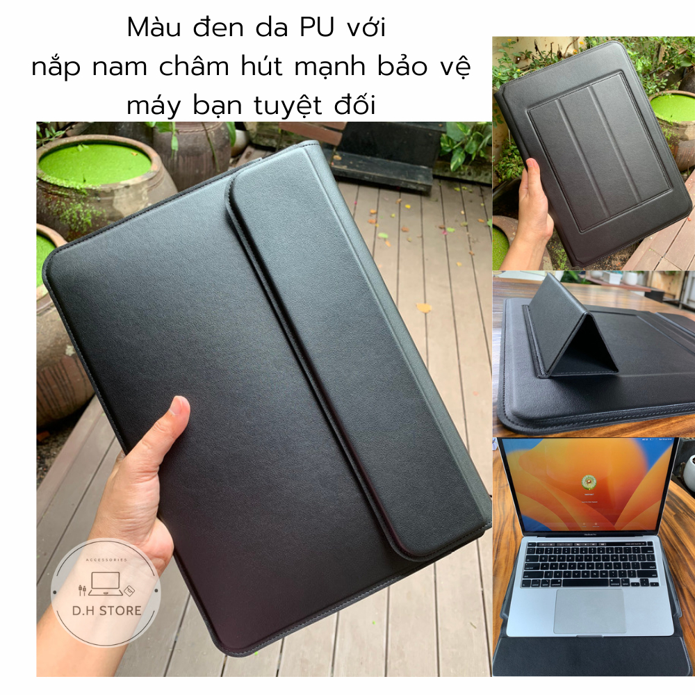 Túi đựng Macbook, Bao da Macbook, túi đựng Laptop Air/Pro 13.3/ 14 /15.4 inch kết hợp làm Giá Đỡ và Lót Chuột