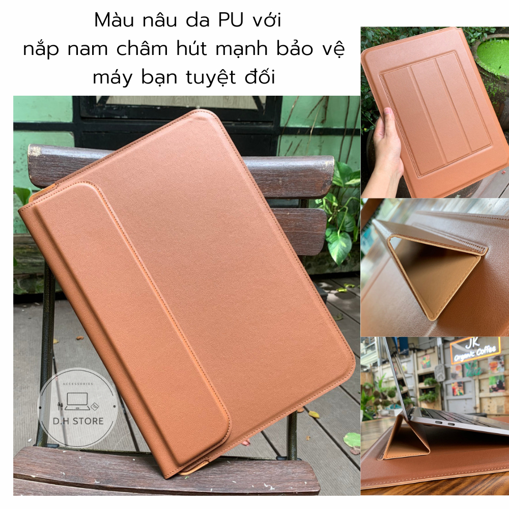 Túi đựng Macbook, Bao da Macbook, túi đựng Laptop Air/Pro 13.3/ 14 /15.4 inch kết hợp làm Giá Đỡ và Lót Chuột