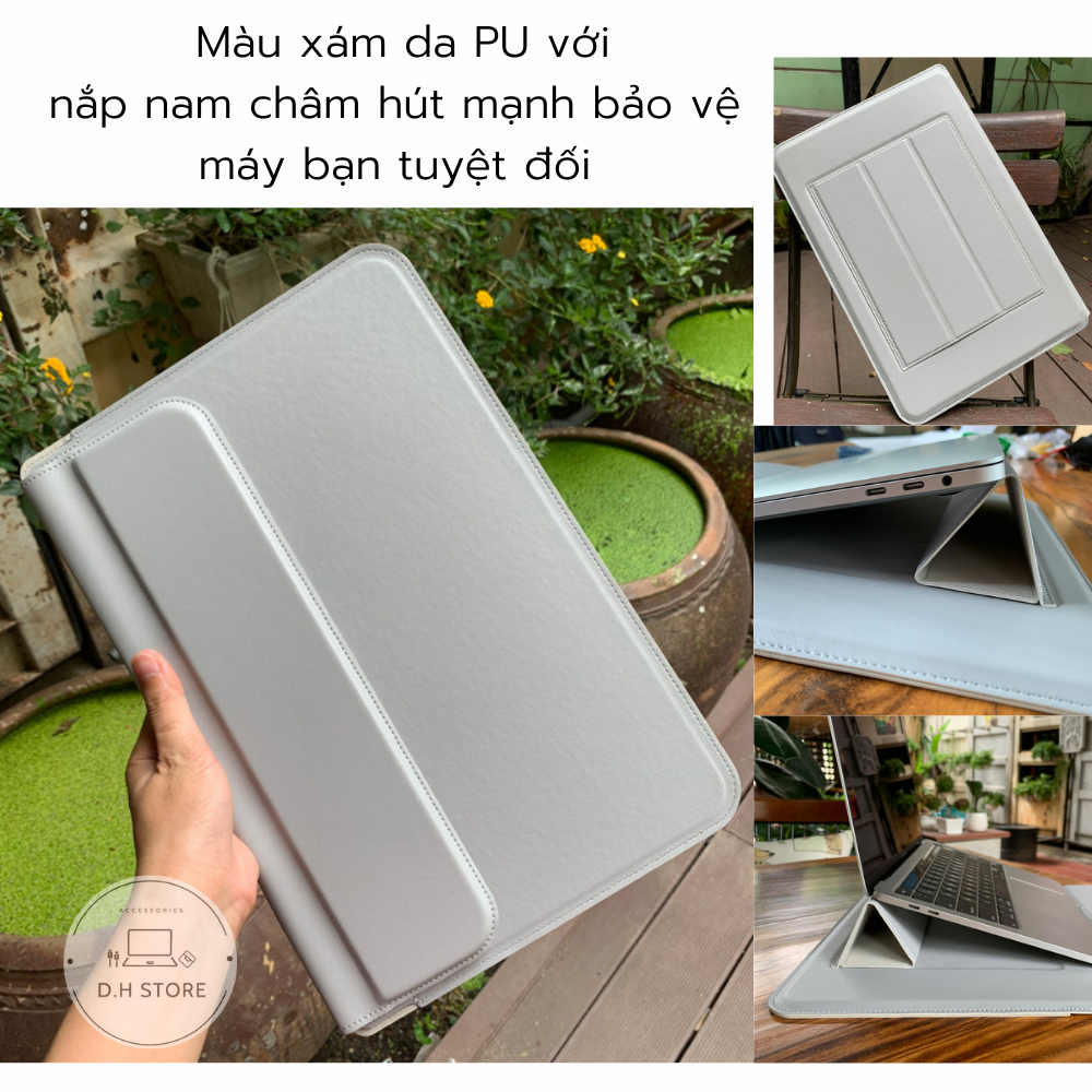 Túi đựng Macbook, Bao da Macbook, túi đựng Laptop Air/Pro 13.3/ 14 /15.4 inch kết hợp làm Giá Đỡ và Lót Chuột