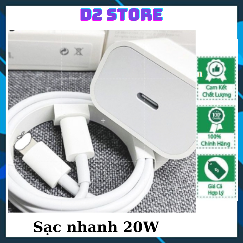 Bộ Sạc Nhanh 20W, Sạc Nhanh Chân Tròn Chuẩn PD Không Nóng Máy Dùng Cho Từ IP 7 -14promax – D2 Store