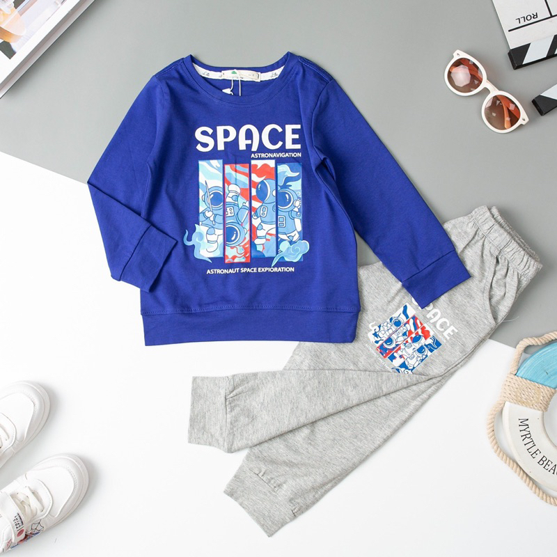Bộ dài tay bé trai thu đông 2-8y . Chất cotton mềm mịn, thấm hút mồ hôi, co giãn tốt