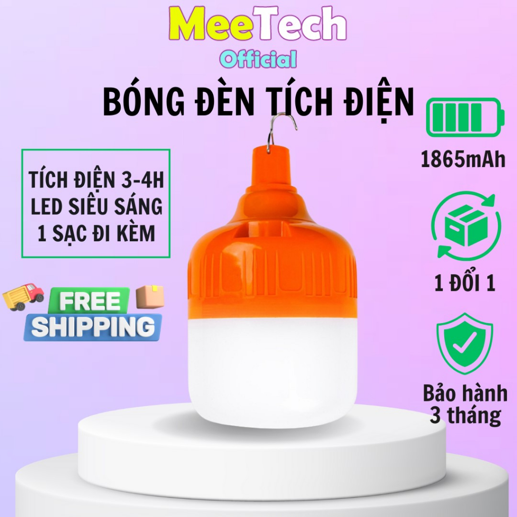 Bóng đèn tích điện, bóng Led tích điện 150W pin trâu đa năng, chống nước, MeeTech Official