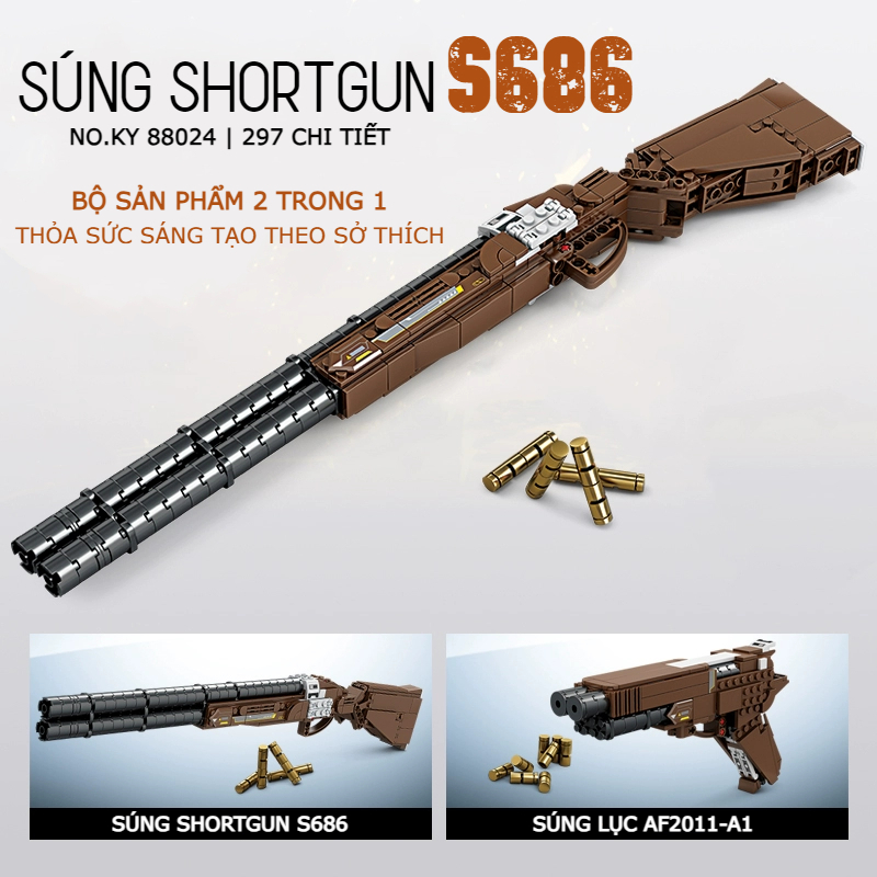 Bộ Lego Lắp Ráp Mô Hình PUBG 2in1 Kiểu Shortgun S686 và AF2011-A1