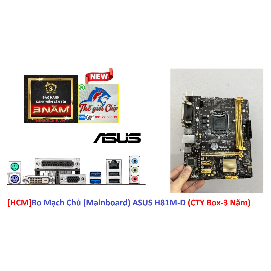 [HCM]Bo Mạch Chủ (Mainboard) ASUS H81M-D (CTY Box-3 Năm)