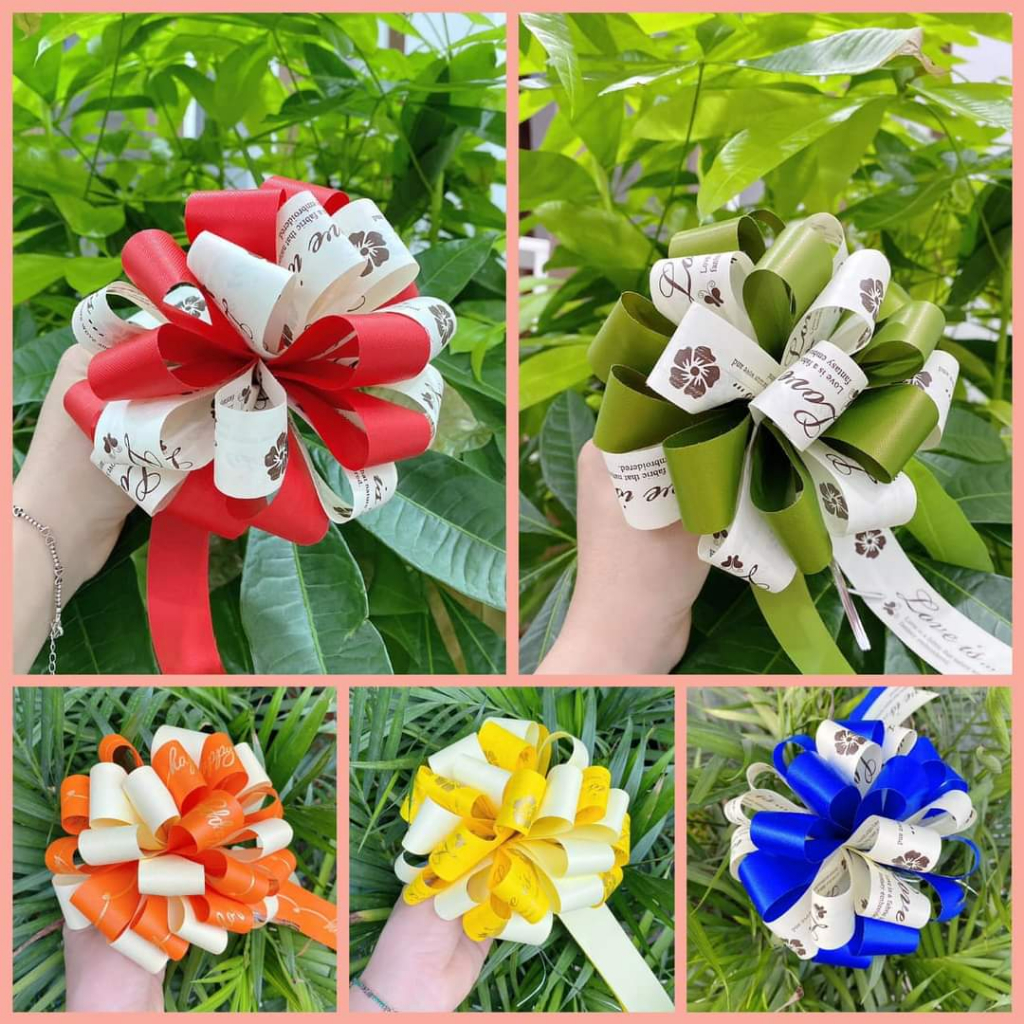 Nơ Tú Cầu Gắn Giỏ Quà Tết - Giỏ Hoa Quả Nơ Trang Trí Sang Trọng.