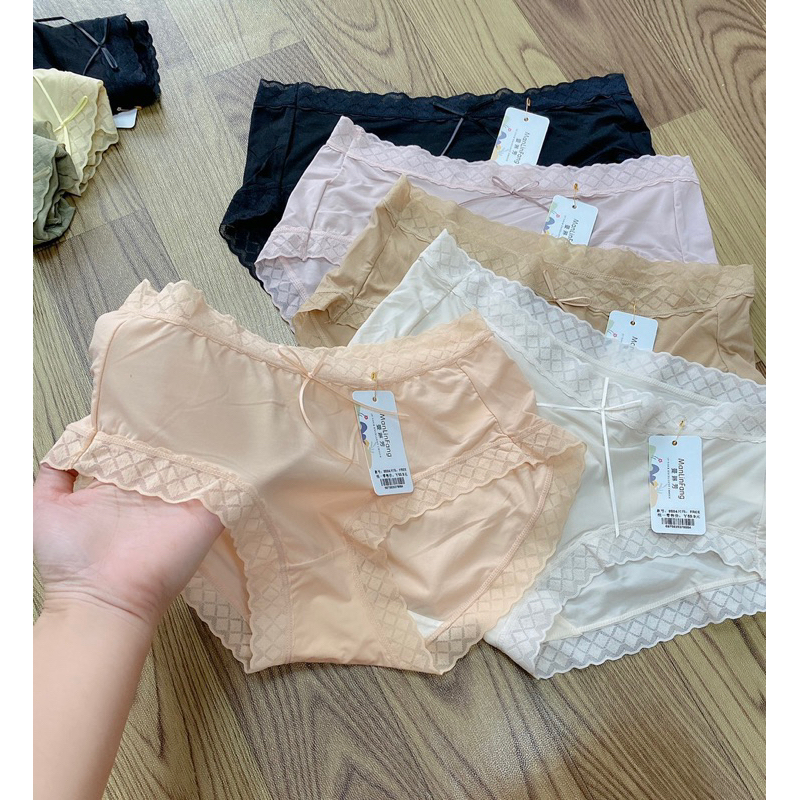 Quần lót nữ cotton tơ cao cấp HA154 phối ren mềm mượt không bai dão