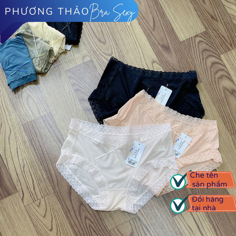 Quần lót nữ cotton tơ cao cấp HA154 phối ren mềm mượt không bai dão