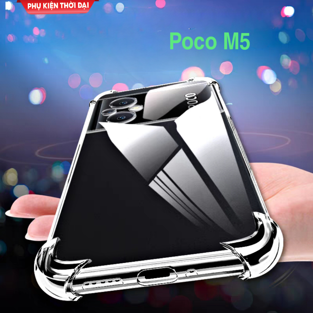 Ốp lưng Poco M5 silicon dẻo trong suốt lồi 4 gốc hạn chế ố vàng chống sốc