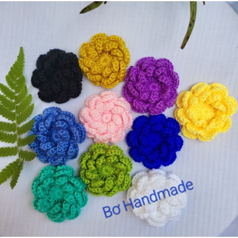 Hoa len 3 lớp cansi handmade phụ kiện trang trí áo, túi xách, mũ, giầy, balo, kẹp tóc...