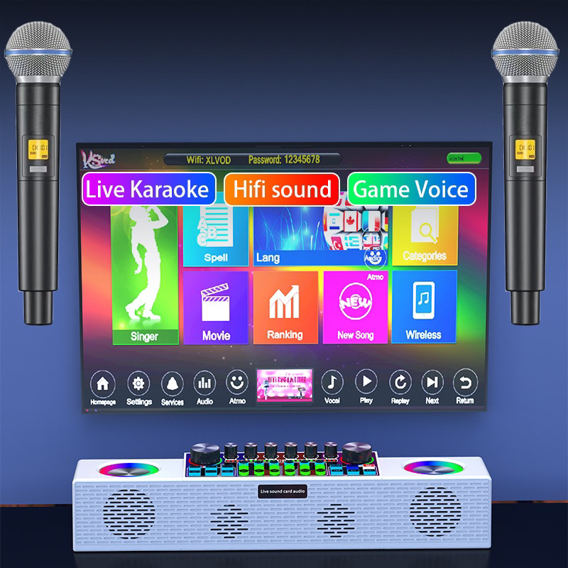 Soundcard SY6 Audio Kèm 2 micro karaoke ko dây