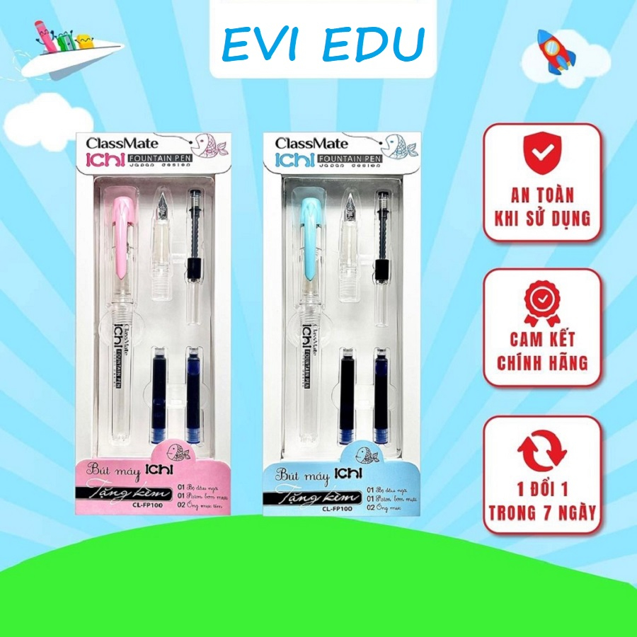 Bút máy CLASSMATE ICHI ngòi trơn CL-FP100 / Bút mực ngòi trơn FP100 kèm pitton + 2 ống mực