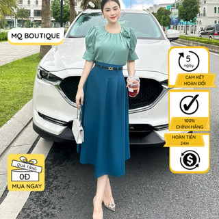 Chân váy xòe bản eo to kèm đai dáng dài nhiều màu công sở cao cấp sang trọng thiết kế MQ Boutique
