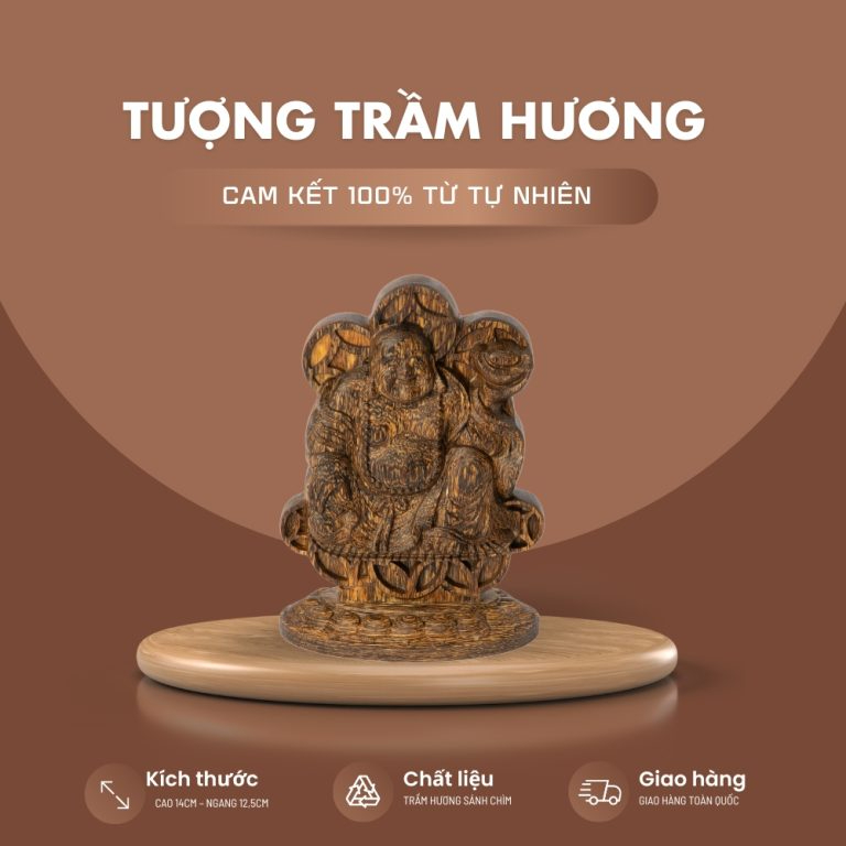Trầm hương, Tượng Phật Di Lặc AN THIÊN HƯƠNG trầm hương sánh chìm để bàn làm việc và taplo xe ô tô, lưu hương vĩnh viễn