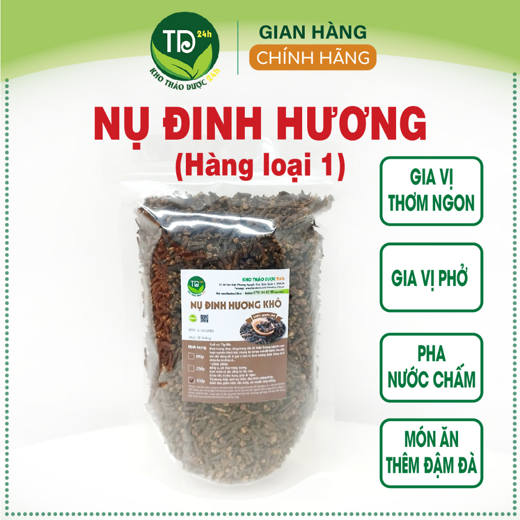Nụ đinh hương khô chuẩn Tây Bắc, gia vị nấu phở, lẩu, tiềm hoàn toàn tự nhiên [250 gram - 500 gr] | Kho thảo dược 24h