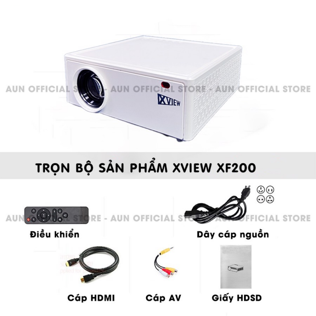Máy chiếu dạy học AUN Xview XF200 - Máy chiếu chuyên văn phòng và quán cafe - Độ phân giải Full HD, độ sáng 1200 ansi