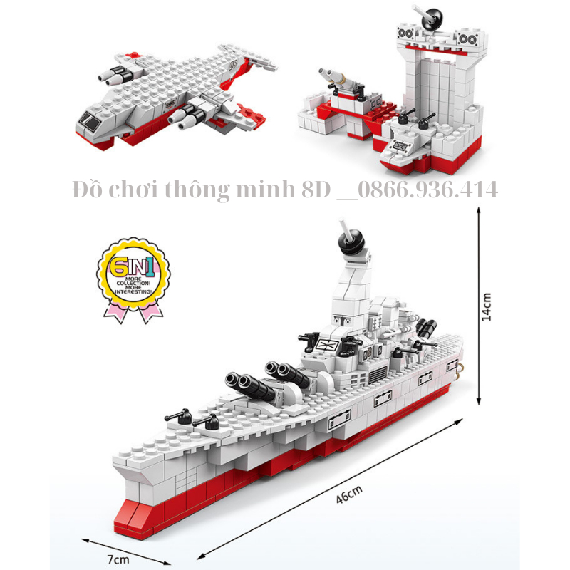 Mô hình lego tàu chiến, tàu sân bay lớn, tàu cứu hỏa 1000pcs - Đồ chơi sáng tạo, phát triển tư duy