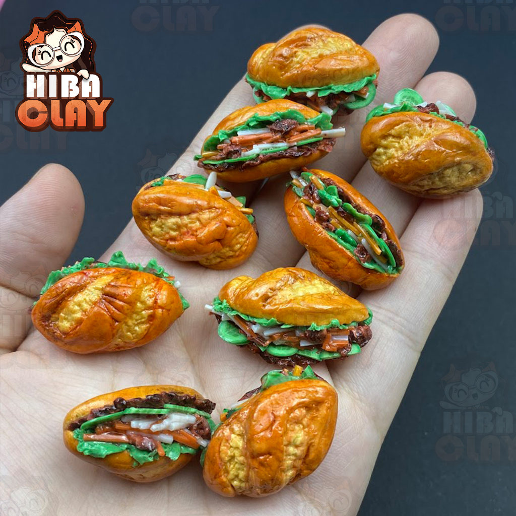 Mô hình bánh mì thịt nướng, Mini Food, đồ ăn tí hon , đồ ăn mini mô hình cho búp bê DIY
