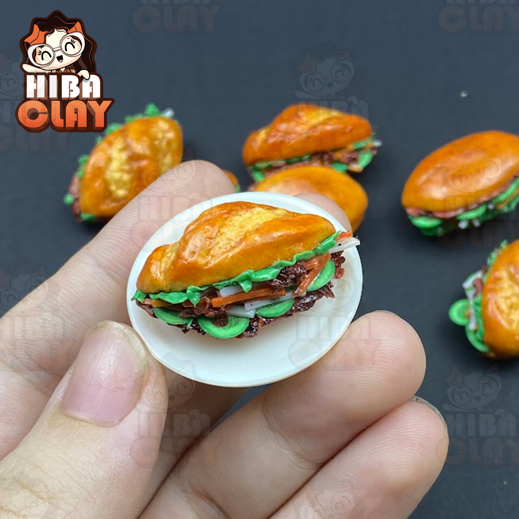 Mô hình bánh mì thịt nướng, Mini Food, đồ ăn tí hon , đồ ăn mini mô hình cho búp bê DIY
