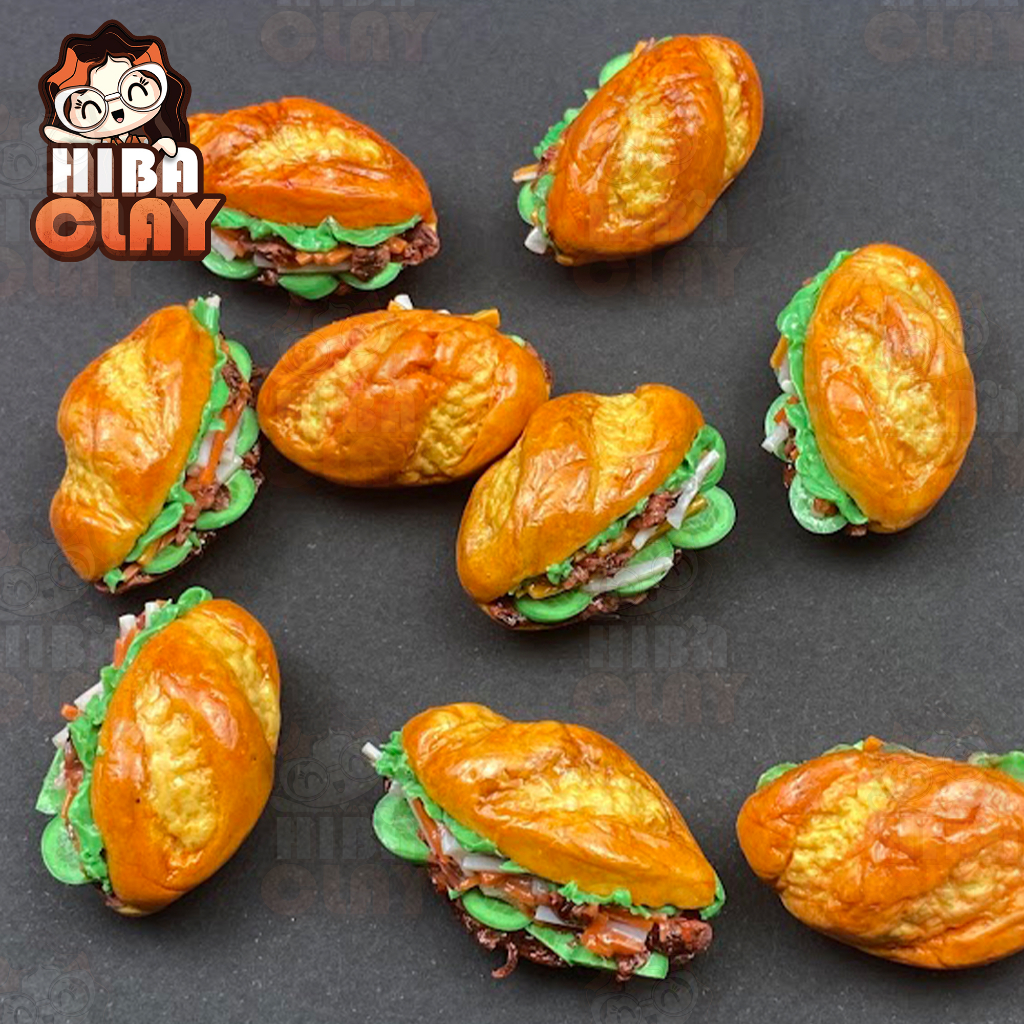 Mô hình bánh mì thịt nướng, Mini Food, đồ ăn tí hon , đồ ăn mini mô hình cho búp bê DIY