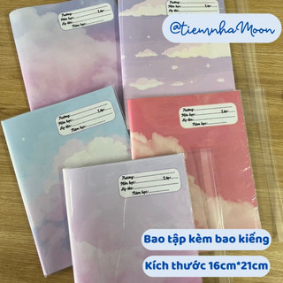 Bao tập khổ nhỏ 16cm*21cm - bìa bao tập hình mây và bầu trời - bìa bao tập cute