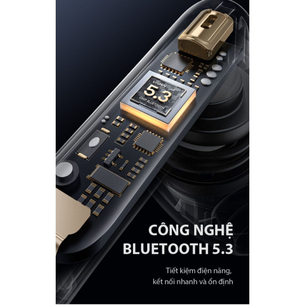 Tai Nghe Bluetooth VIVAN Liberty T220 Plus 2 Màu Midnight/ White 4 Mic Chống Ồn, Màng Loa Cao Cấp - BẢO HÀNH 12 THÁNG