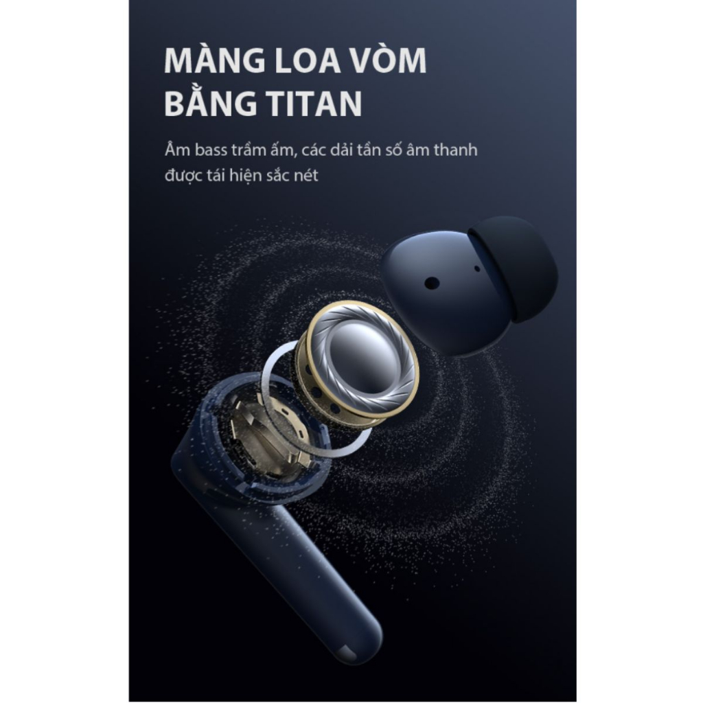 Tai Nghe Bluetooth VIVAN Liberty T220 Plus 2 Màu Midnight/ White 4 Mic Chống Ồn, Màng Loa Cao Cấp - BẢO HÀNH 12 THÁNG
