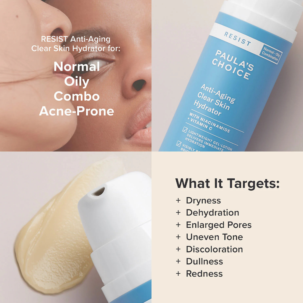 Kem dưỡng ẩm mềm mịn cho da nhạy cảm và lão hóa Paula's Choice Resist Anti-Aging Clear Skin Hydrator 10ml