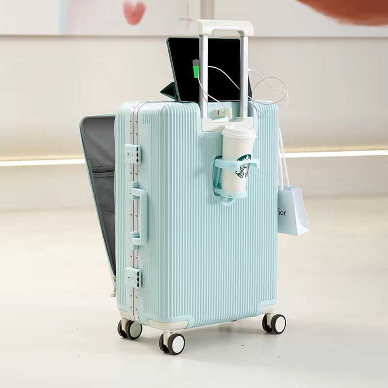 Vali Du Lịch Lambasa Khoá Sập Mẫu Mới Nhất, Có Ngăn Phụ Đựng Laptop, Khay Đựng Nước, CổngUSB Sạc Điện Thoại - Cáo Đeo Nơ