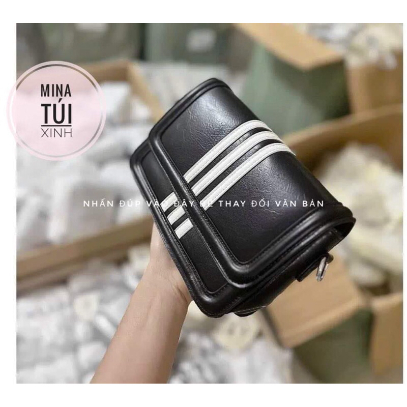 Túi đeo chéo da nhăn phối 3 sọc mẫu mới 2023 , túi xách nữ thể thao