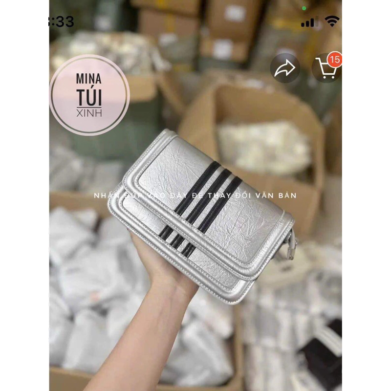 Túi đeo chéo da nhăn phối 3 sọc mẫu mới 2023 , túi xách nữ thể thao