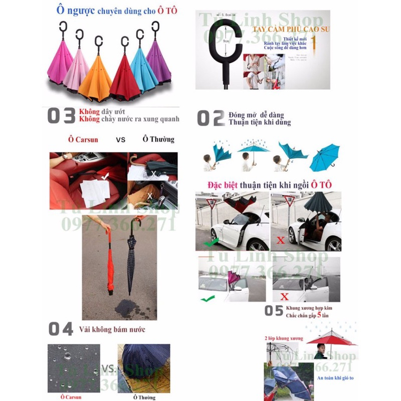 ⛱️⛱️Dù xe hơi x🚗🚘-dù gấp ngược, nước mưa ko chạy vào xe nà-sẵn 125ca/cái.