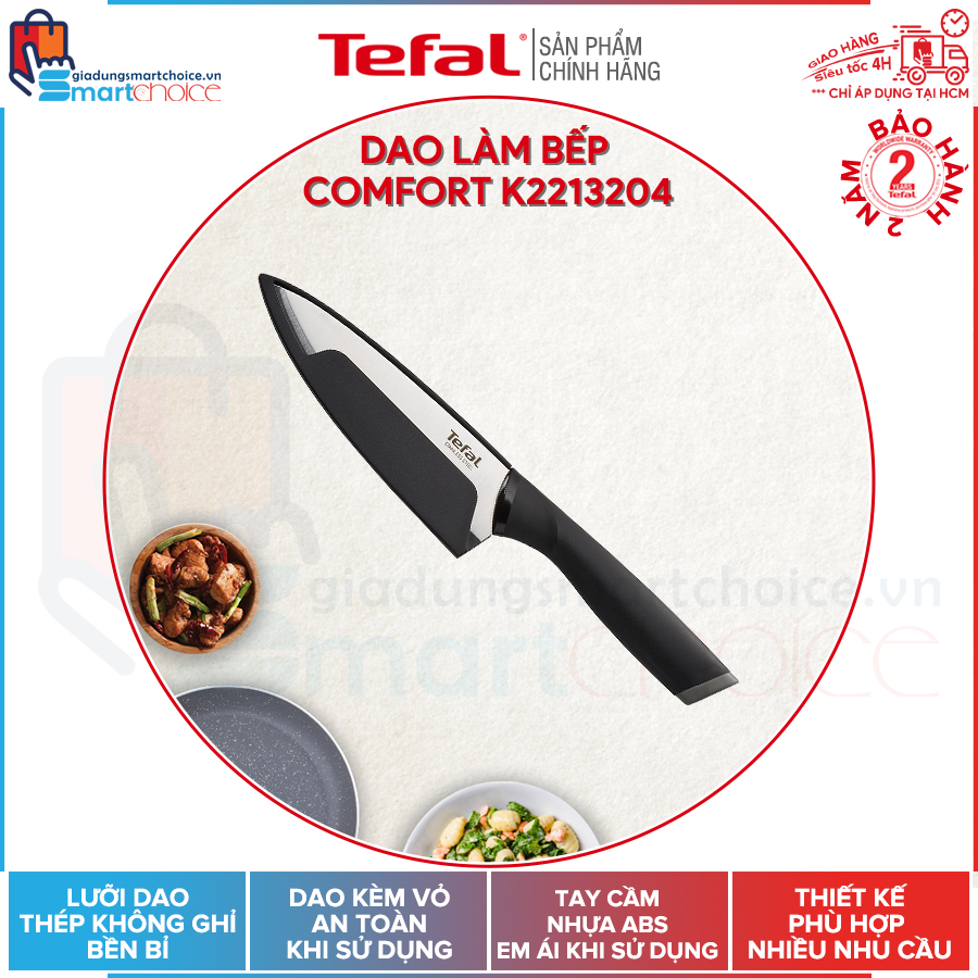 FLASH SALE DAO LÀM BẾP TEFAL COMFORT K2213204 20cm GIADUNGSMARTCHOICE GIAO HỎA TỐC