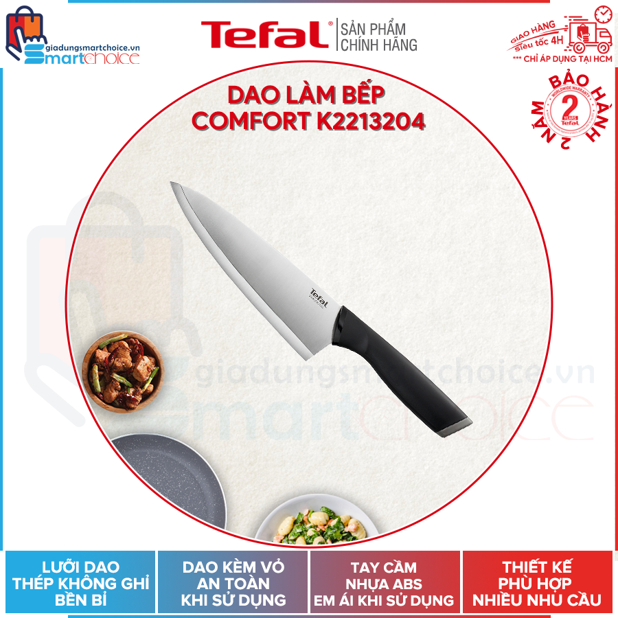 FLASH SALE DAO LÀM BẾP TEFAL COMFORT K2213204 20cm GIADUNGSMARTCHOICE GIAO HỎA TỐC