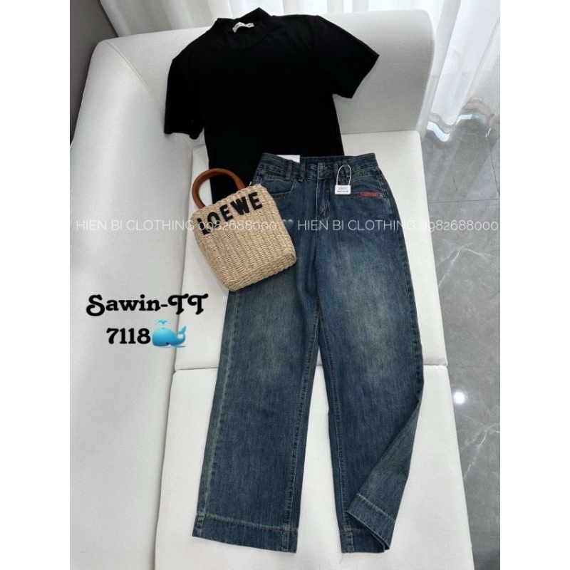 Quần jeans suông dáng lửng hàng QC L1( không kèm áo)