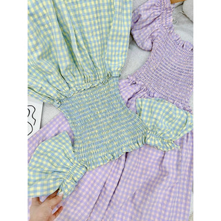 Đầm maxi caro nhúng thun ngực