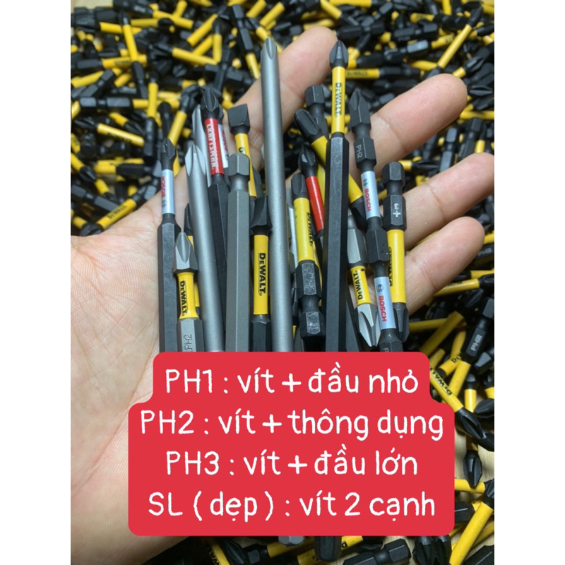 Mũi bắn vít dùng cho máy vặn vít , máy khoan pin chính hãng các loại từ 2.5cm đến 15cm có từ mạnh ( SL : 1 sản phẩm )