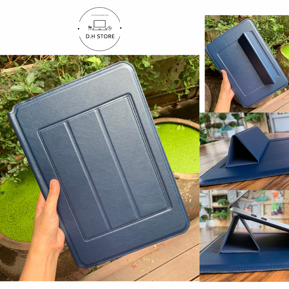 Túi đựng Laptop Macbook Air/Pro 13.3 inch/14 inch /15.4 inch Màu Xanh Navy tích hợp Giá Đỡ và Lót Chuột