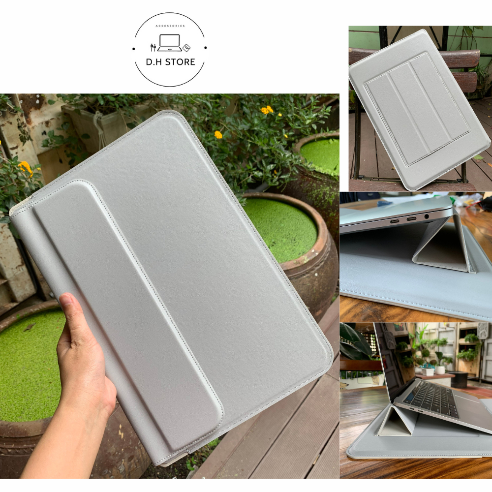 Túi đựng Laptop Macbook Air/Pro 13.3 inch/14 inch /15.4 inch Màu Xám Sang Trọng tích hợp Giá Đỡ và Lót Chuột