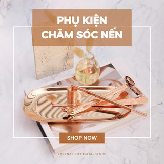 Bộ Phụ Kiện Chăm Sóc Nến Thơm Khều, Chuông, Khay, Kéo Cắt Bấc Cao Cấp