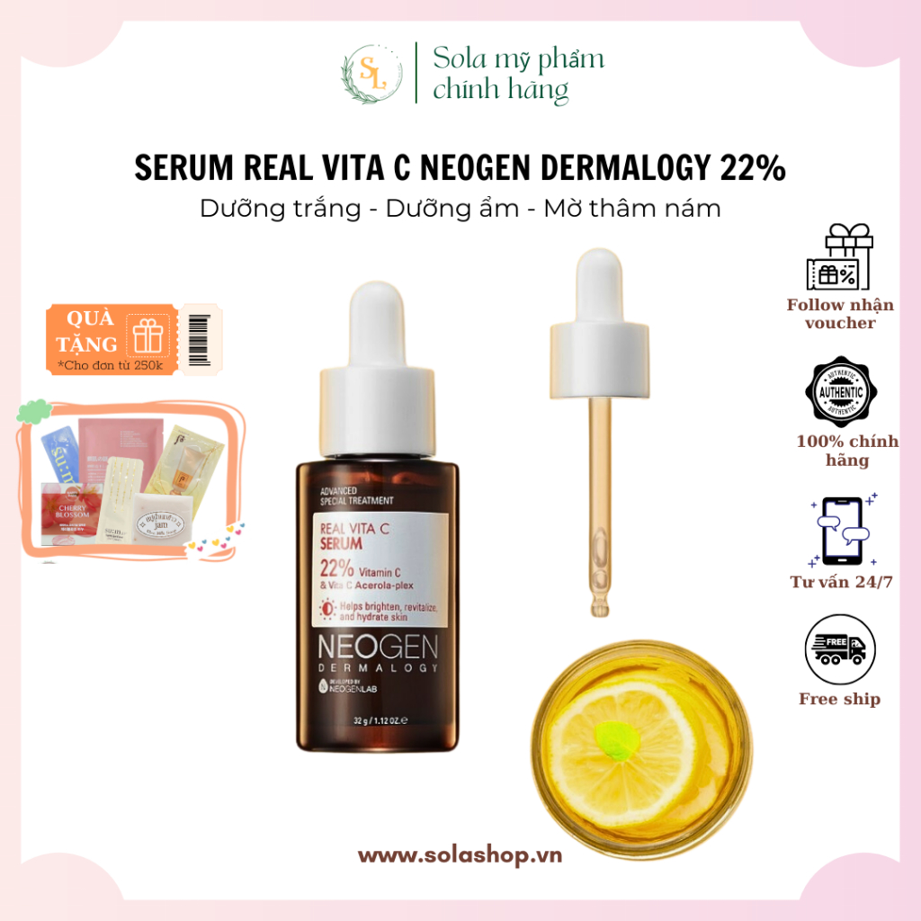 Tinh chất Neogen Dưỡng Sáng Da, Mờ Thâm Real Vita C 22% + 5% Niacinamide. Serum Neogen Real Vita C