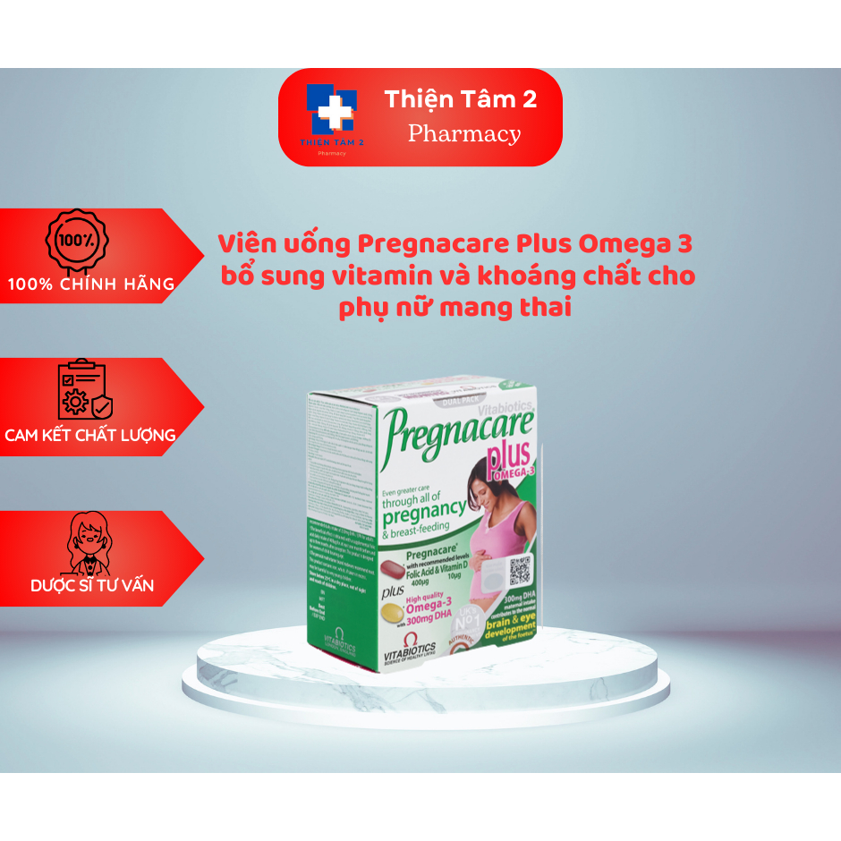 Viên Uống Cho Mẹ Bầu Vitabiotics PREGNACARE PLUS OMEGA-3 Bổ Sung Vitamin Và DHA Cho Mẹ Và Bé Hộp 56 Viên